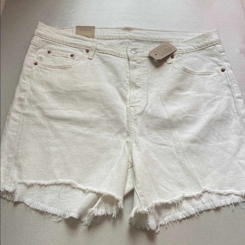 Levi's Cream Denim Cutoff Shorts